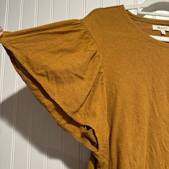 Madewell Flutter Sleeve Tee Antique Gold Cotton Size XL - Picture 3 of 6